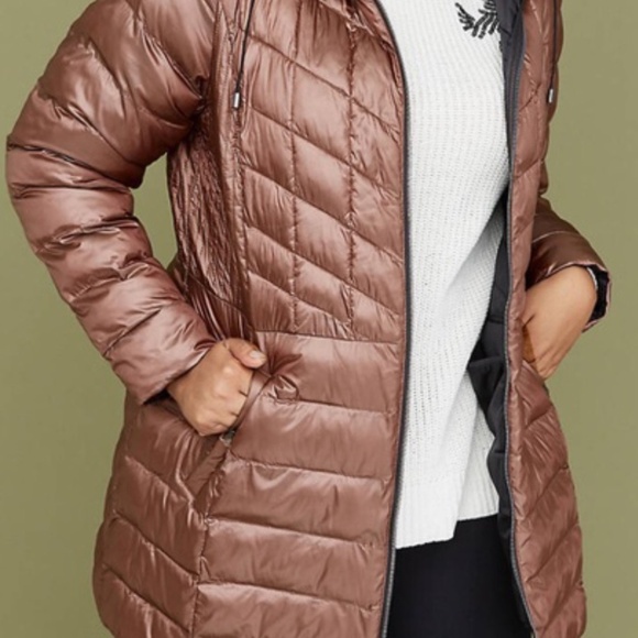 Midi packable puffer jacket with thermoplume tech bronze 18|20 NWOT - Picture 3 of 5